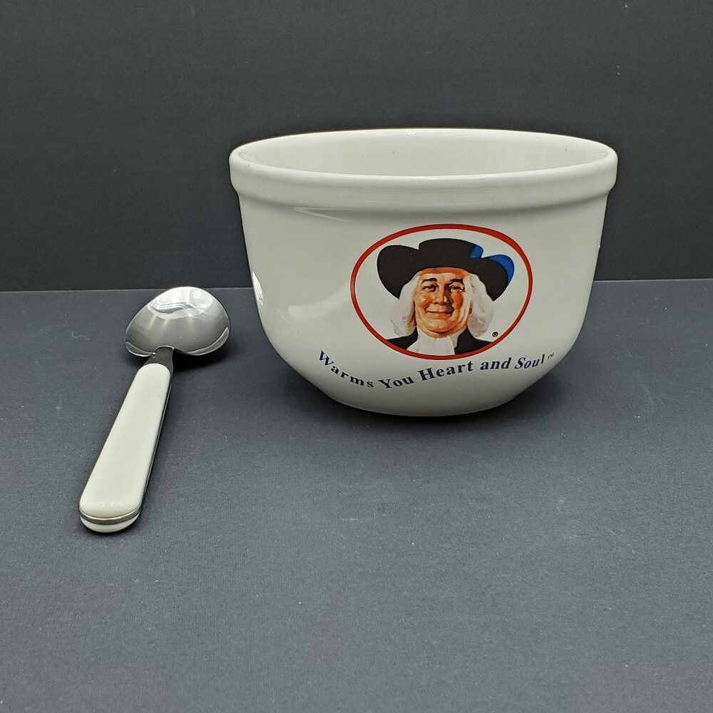 Quaker Oats Cereal Bowl with Spoon Quaker Man Oatmeal Bowl Soup Bowl